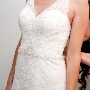 Petite Lace Wedding Dress with Halter Neckline- Size 0